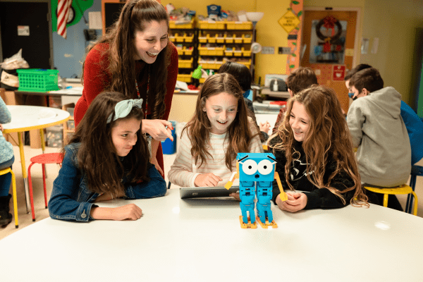 Sample Project Ideas Three girls learning programming through Marty the Robot