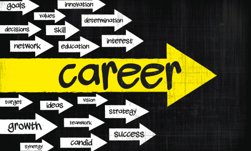 Career Devlopment Yellow arrow displaying black text of "career"