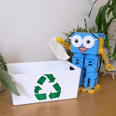 Marty the robot recycling paper